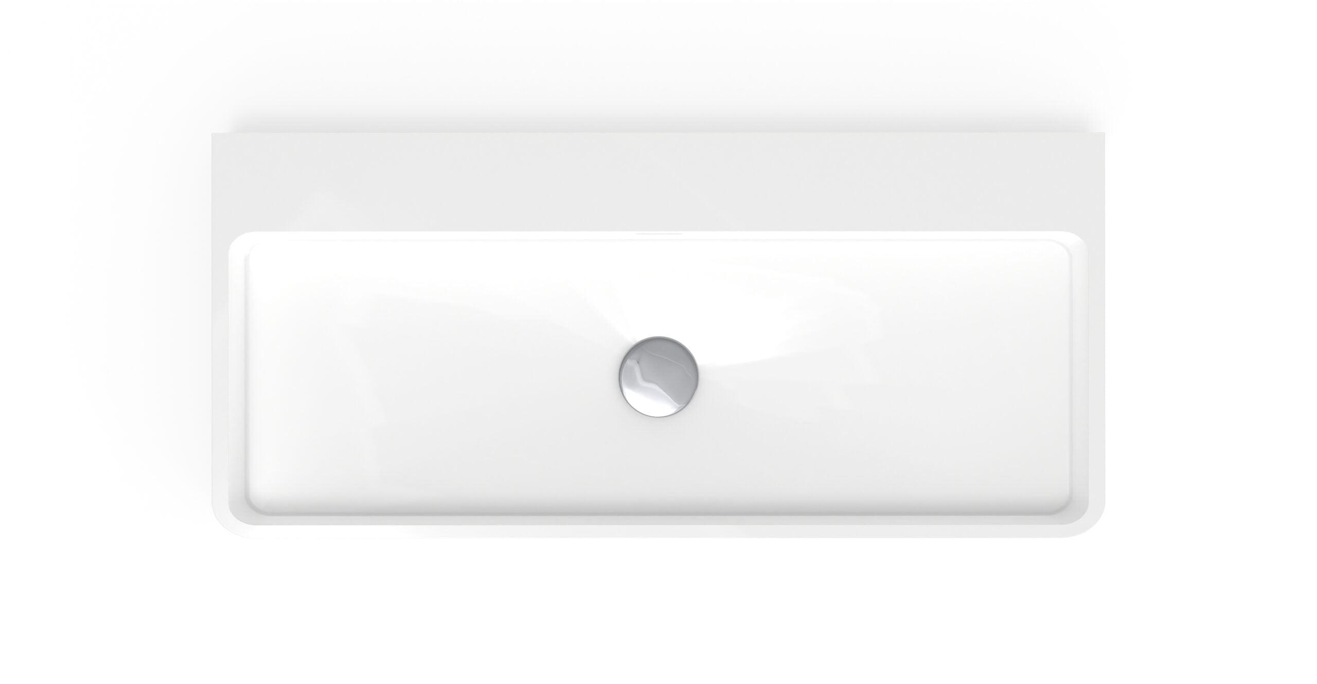 Badeloft WT-01-XL glossy white wall-mounted sink, angled basin view