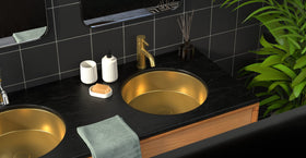 Stainless Steel Sink ES-UB-01-M | Gold | lifestyle bottom row | Woo source 37911