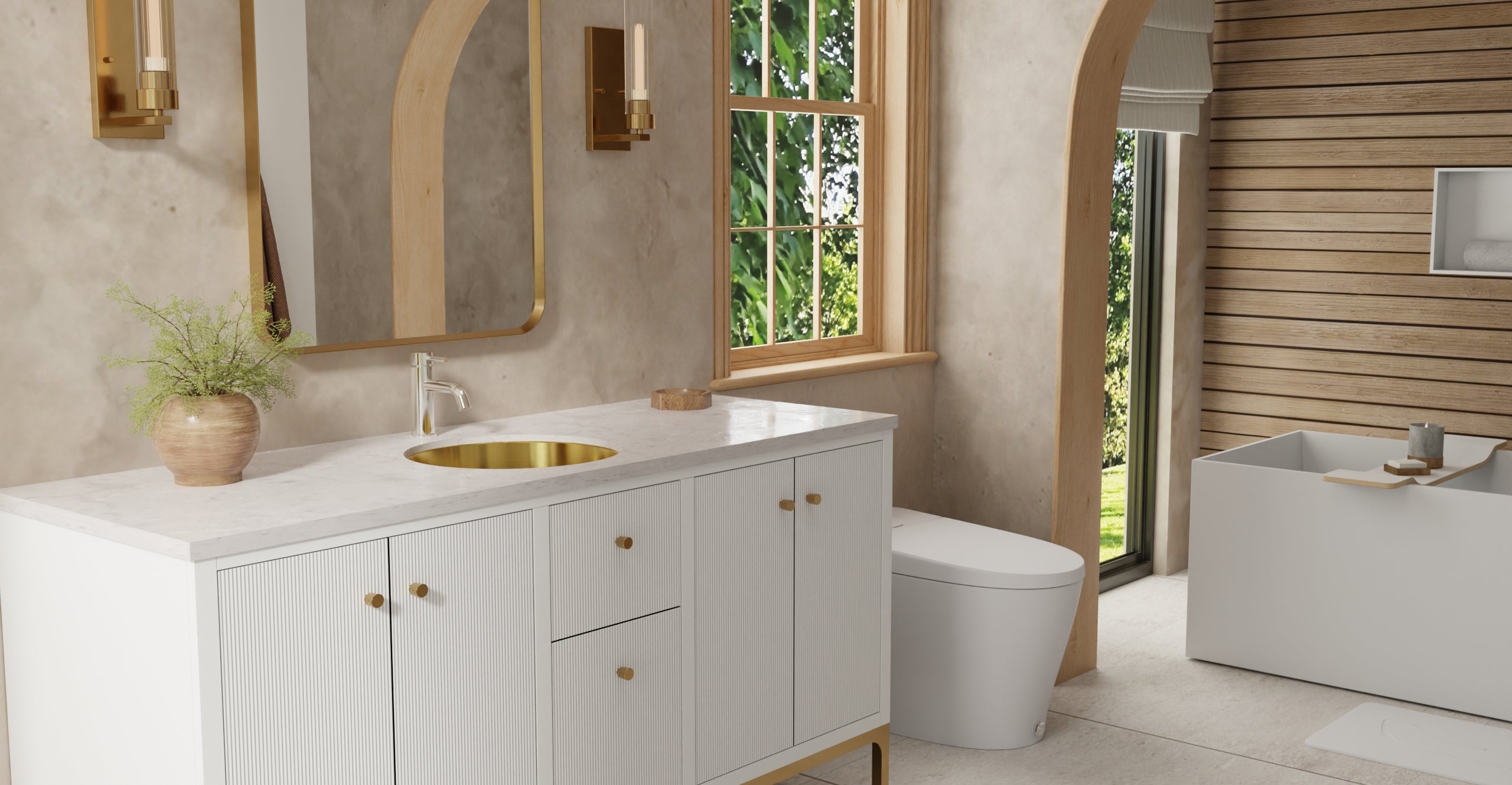Stainless Steel Sink ES-UB-01-M | Gold | lifestyle bottom row | Woo source 50715