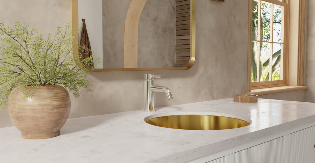 Stainless Steel Sink ES-UB-01-M | Gold | lifestyle bottom row | Woo source 50716