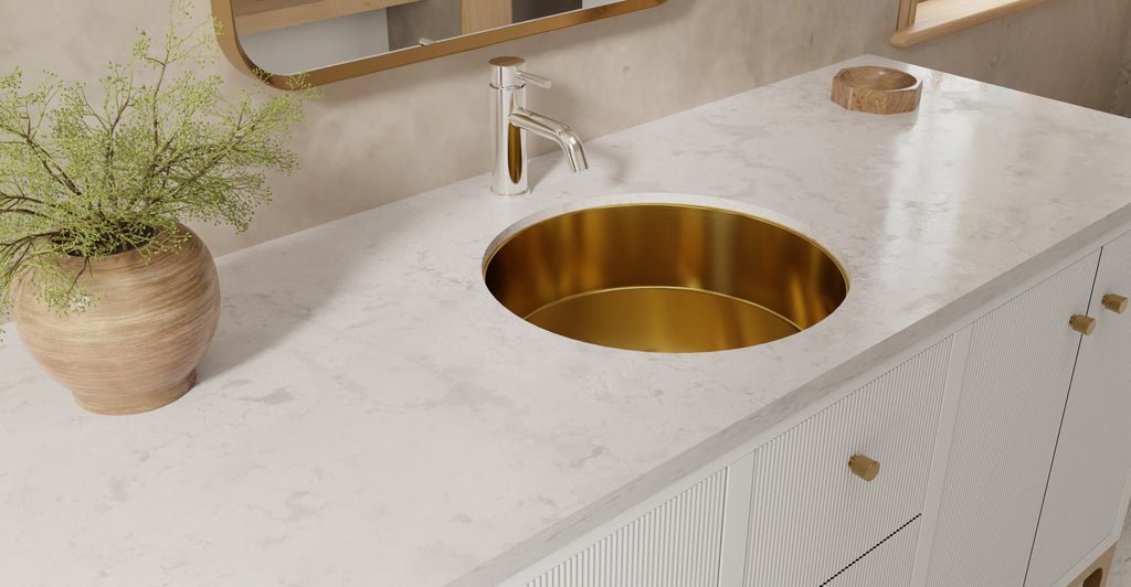Stainless Steel Sink ES-UB-01-M | Gold | lifestyle bottom row | Woo source 50717