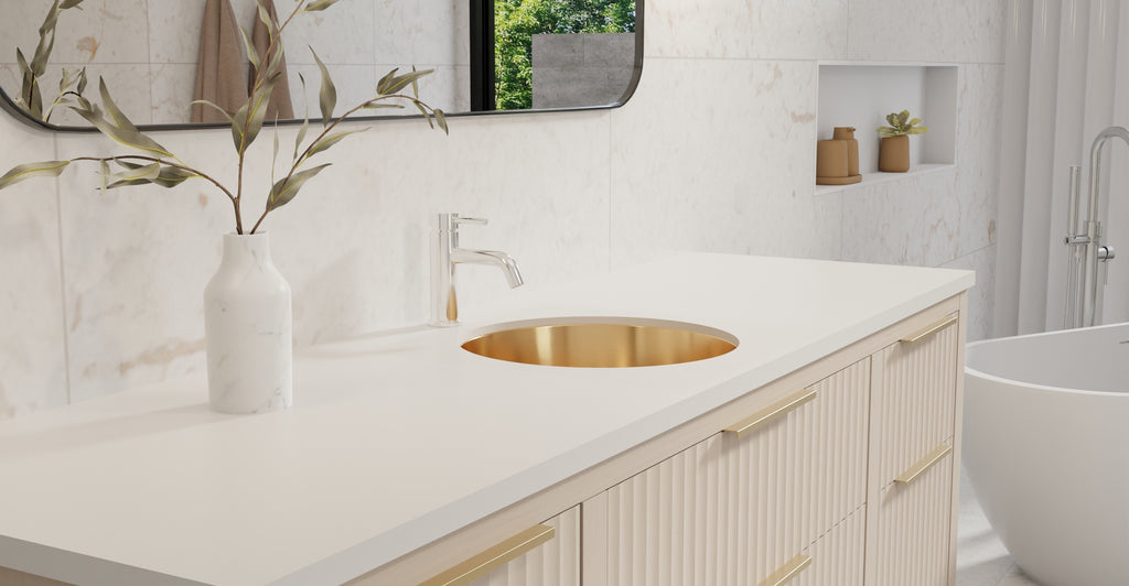 Stainless Steel Sink ES-UB-01-M | Rose Gold | lifestyle bottom row | Woo source 50731