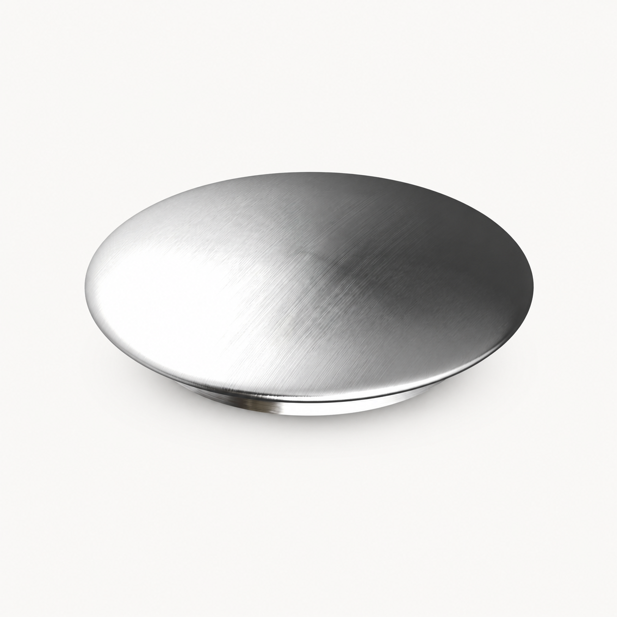 Badeloft sink drain cap in brushed steel